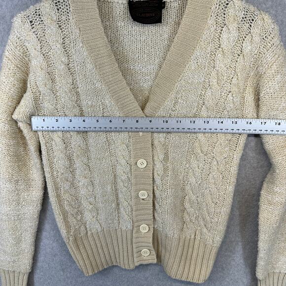 Claudine Sweater Womens Size M Beige Wool Blend Chunky Cable Knit Cardigan - Picture 9 of 14